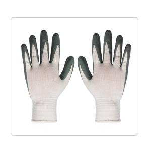 Wholesale Laboratory White Polyester Grey Nitrile Dipped Liquids Resistant Work Gloves from china suppliers