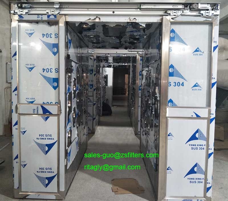 Auto Sliding Doors Stainless Steel Air Shower For Goods With Width 635mm Cabinet