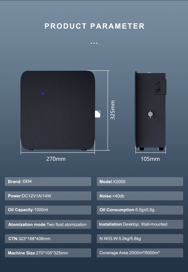 1000ml Electric Room Fragrance Diffusion System Air Purifier HVAC Essential Oil Aroma Diffuser Scent Machine for Hotel Lobby
