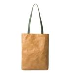 Brown Tyvek Paper Washable Tote Bags Sustainable Bio Degradable With Leather