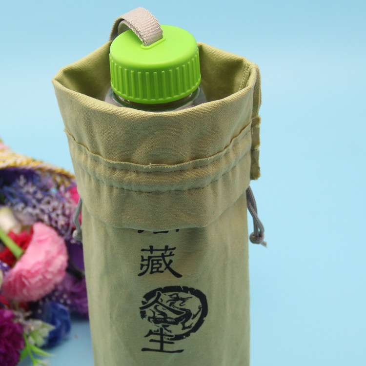 Portable Green Round Bottom Drawstring Bag , Small Canvas Drawstring Bag