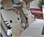 12pcs beige cartoon hello kitty car seat cover rearview saddle seat cushion car