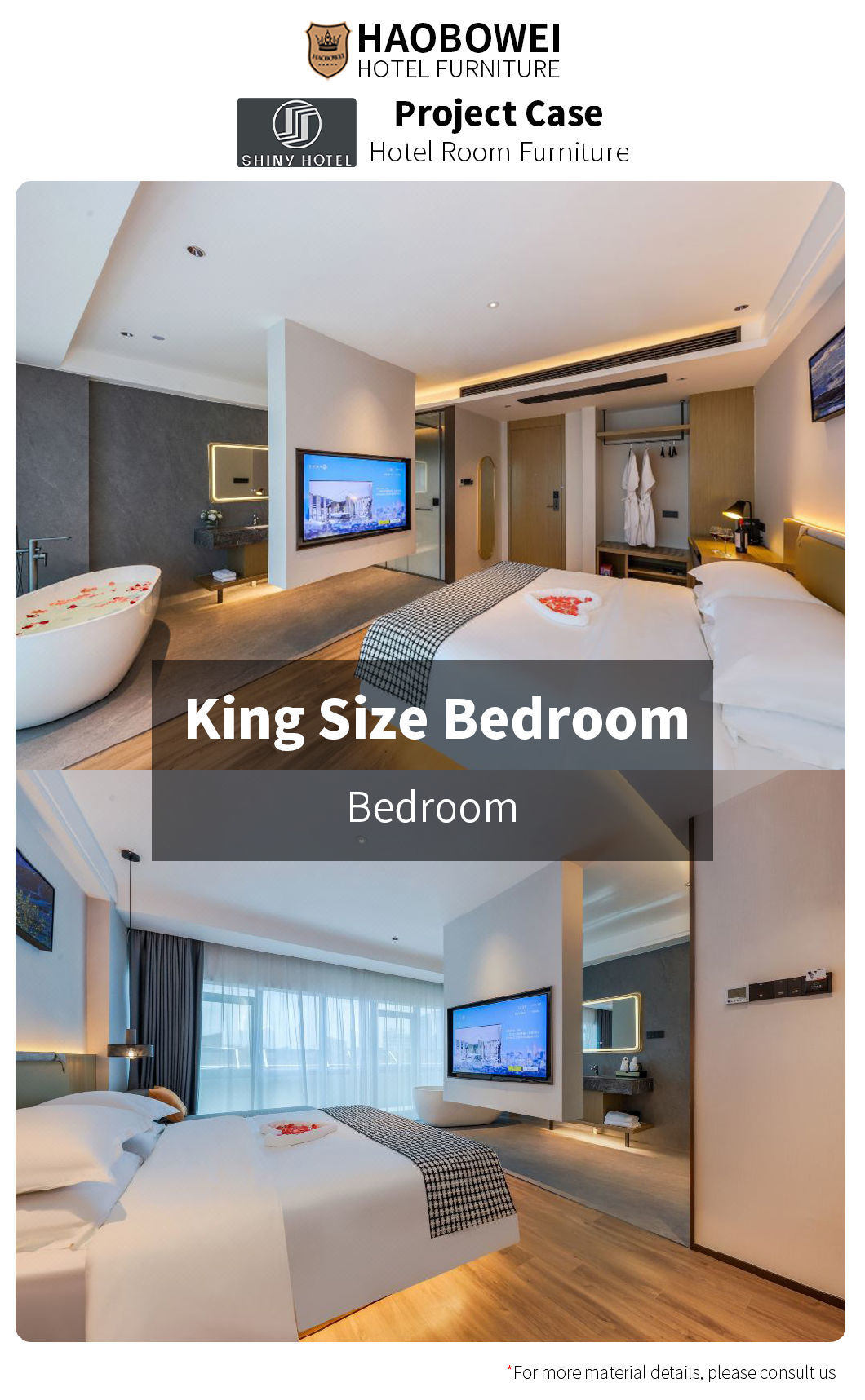 Wholesale Apartment Furniture Foshan Luxury King Size Bedroom Headboard Three Star Hotel