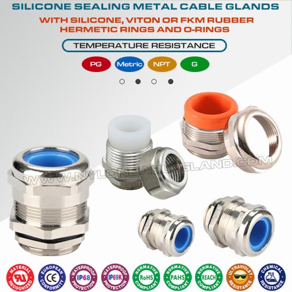 IP68 Waterproof Stainless Steel NPT Electrical Cable Glands with Silicone (Viton