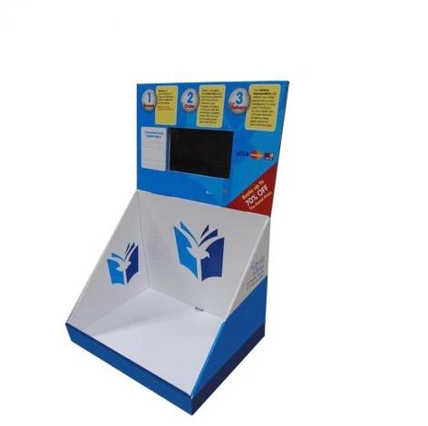 Custom cardboard retail store lcd advertising display supermarket floor display