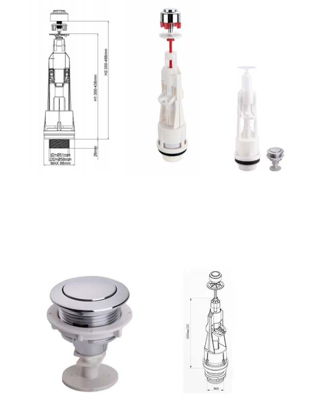 2.1 L/s Flushing Speed European Push Button Flush Valve Assembly For Bathroom Fittings