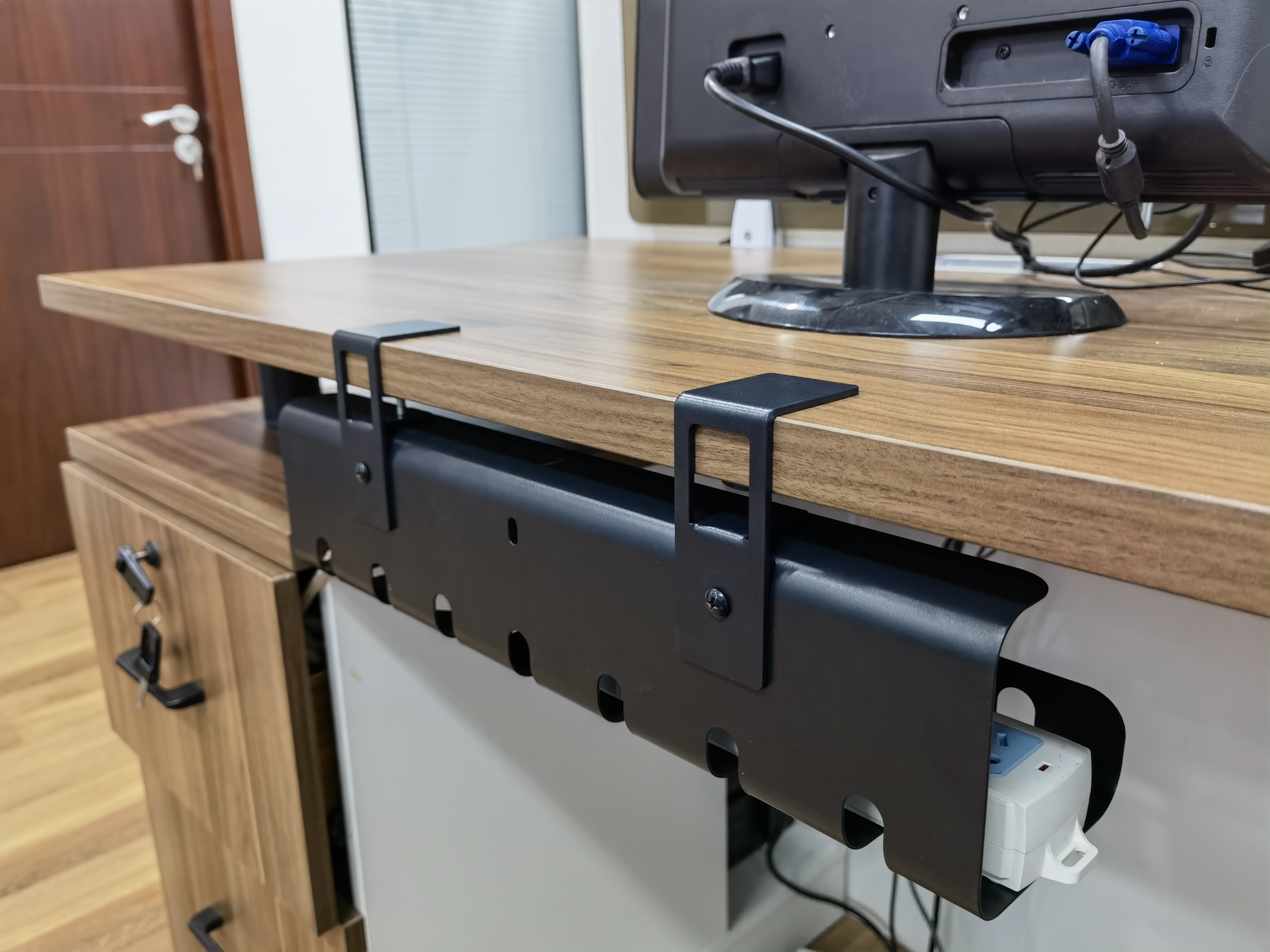 2 Pack Steel Under Desk Cable Management Tray for Perfect Office and Home Storage Rack