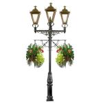 Victorian Black Antique Cast Iron Street Lamp Post Round For Villa / Park