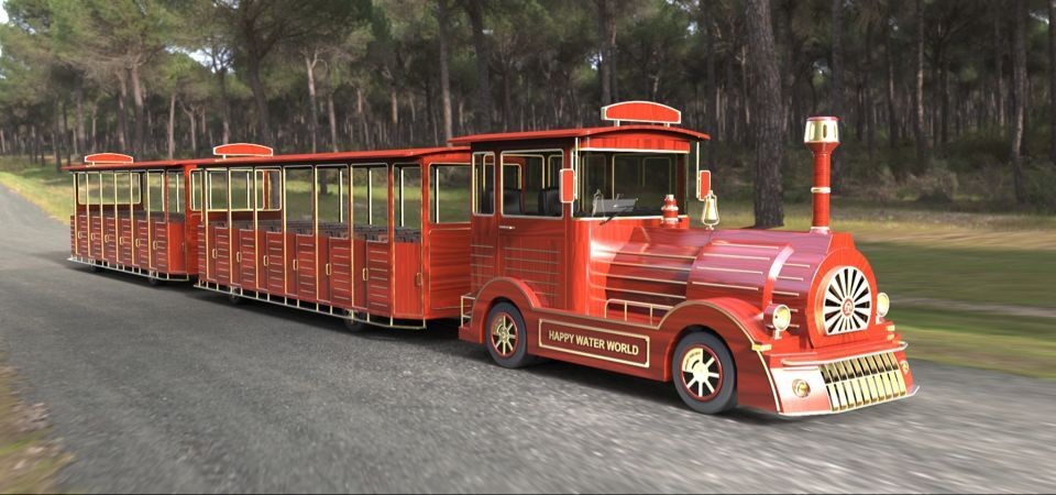 42 Seater Mini Trackless Train With Metal Structure Beam 76 KW Rated Power Petrol Engine