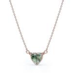 S925 Simple Natural Light Brilliant Elegant Green Moss Agate Necklace Heart