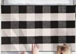 60*90 Cm Cotton And Linen Black And White Plaid Mat , Woven Outdoor Porch Mats