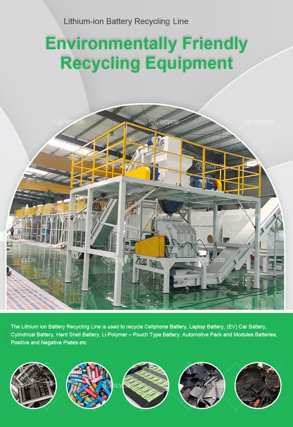 Customized Li Battery Iron Recycle Line for Scrap Mobile Battery Separating Machinery
