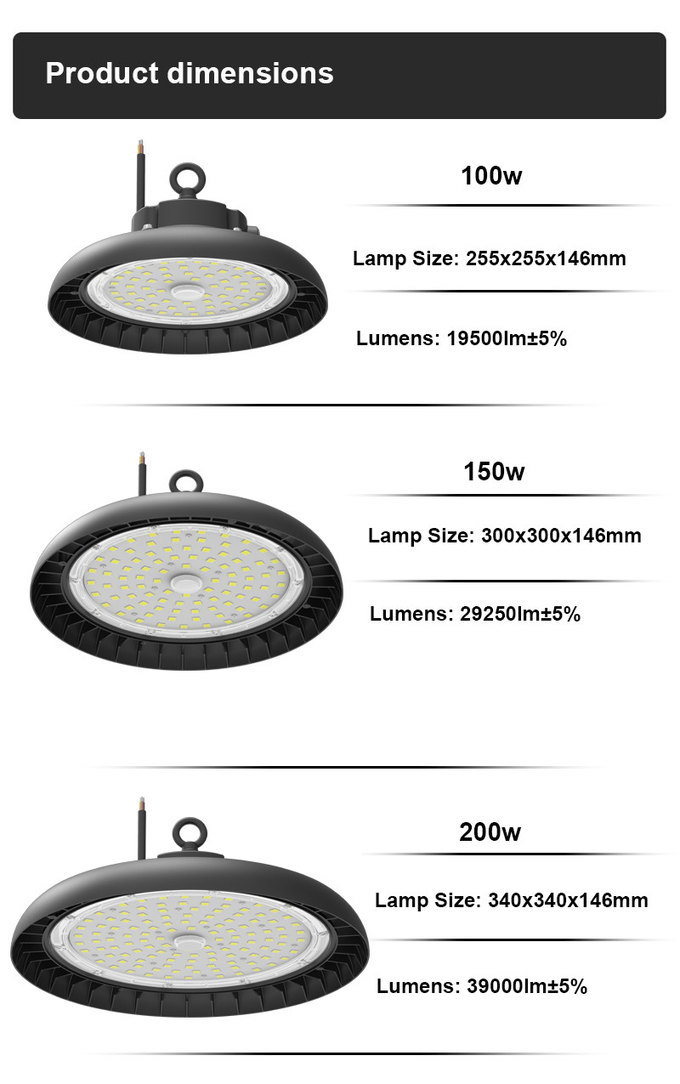 Commercial Led Warehouse Lights 100w High Bay Led Lights Die Cast Aluminum Alloy