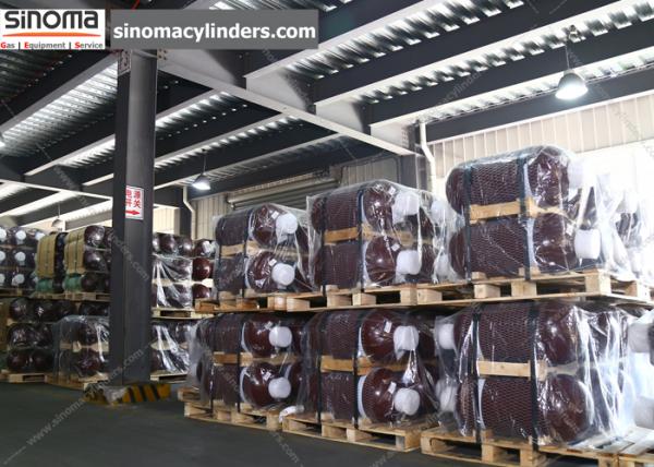 CNG cylinders packed on pallets