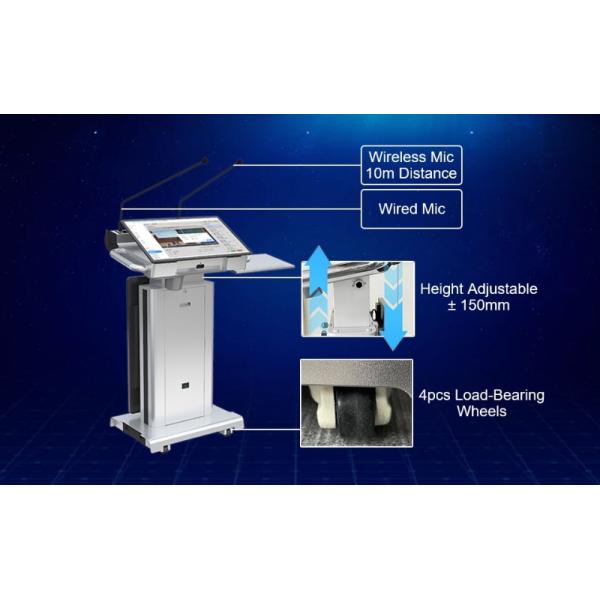 Electric Powered Multimedia Podium with 23.6 Inch Touch AIO 10-40° Screen Angle and 150mm Lifting Height for Smart Lectern