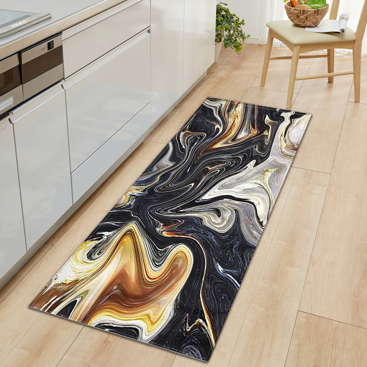 Long Square Marble Kitchen Floor Mats Stone Pattern Themed Doormat
