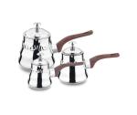 Middle east type stainless steel silver 3 pcs milk cup with lid and bakelite