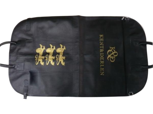Kd 100g Unwoven Fabric Snap Fastener Closure Garment Dress Bag With Leather