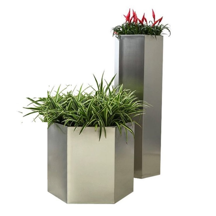 Large metal planter wholesale outdoor flower pot square shape