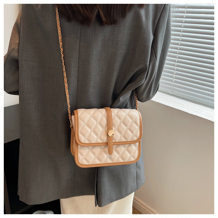 Stone Pattern Custom Logo Pu Leather Metal Chains Luxury Quilting Crossbody Bag for Women