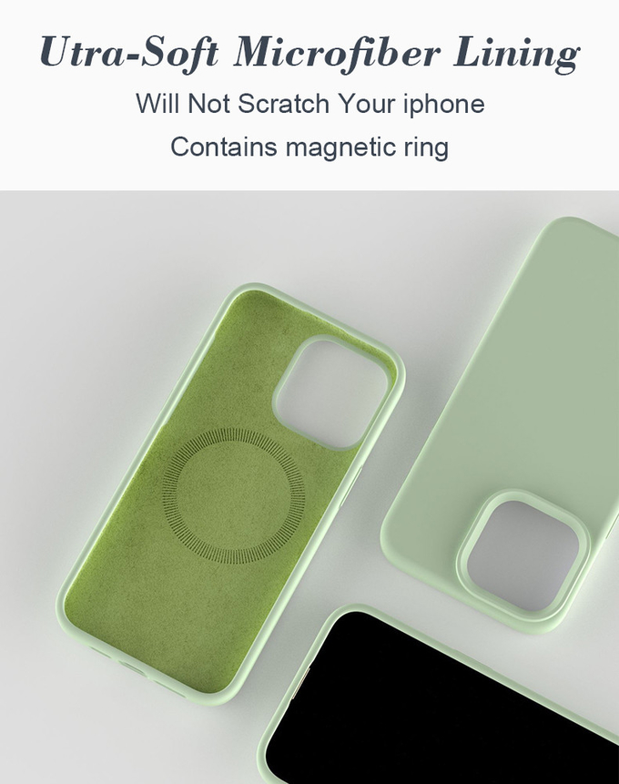 Soft Microfiber Lining Liquid Silicone Phone Case Strong Magnetic For IPhone