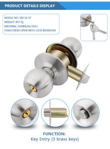 Wholesale Residential Bathroom Bedroom Interior Safe Tubular Lever Lockset Cylindrical Handle Knob Door Lock from china suppliers