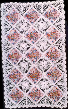 Rectangular coffee table linen table cloth table, Corcheted Lace Table linen, Tablecloth