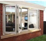Balcony Folding Bifold Windows 3 Panel Tempered Glass Aluminium Profile Powder