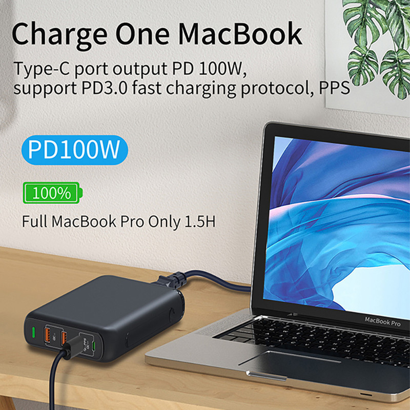 White GaN 65W USB C Charger PD QC3.0 USB Desktop Adapter For IPhone