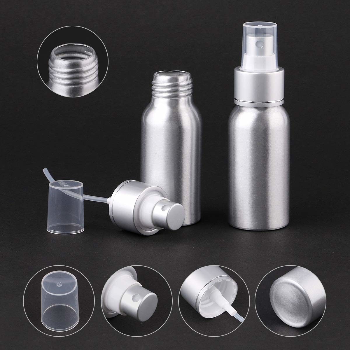 50ml Aluminum Fine Mist Spray Bottle Lightweight Durable Travel Use