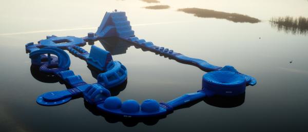 Inflatable Backyard Water Park With Banana Boat And Water Roller And Aqua Yoga