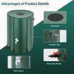 Green Collapsible PVC Rain Barrel 66 Gallon 250L Portable Water Storage Tank