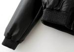 Ladies PU Leather Down Jacket , Zipper Short Warm Black Leather Bomber Jacket