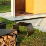 Round Corten Steel Firewood Storage Outdoor Metal Furniture Wood Holder Fire Pit