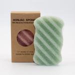 Wave Shaped Bamboo Charcoal Black Konjac Sponge For Sensitive Skin