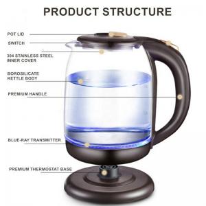 Wholesale Food Grade High Borosilicate Glass Clear Glass Electric Kettle 304 Stainless Steel from china suppliers