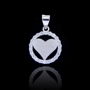 Wholesale Heart Shape Silver Cubic Zirconia Pendant White Gold Silver 925 Zircon Jewelry from china suppliers