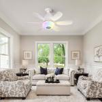 Intelligent Dimming Home Decoration Ceiling Fan , Moving Head 360 Rotating