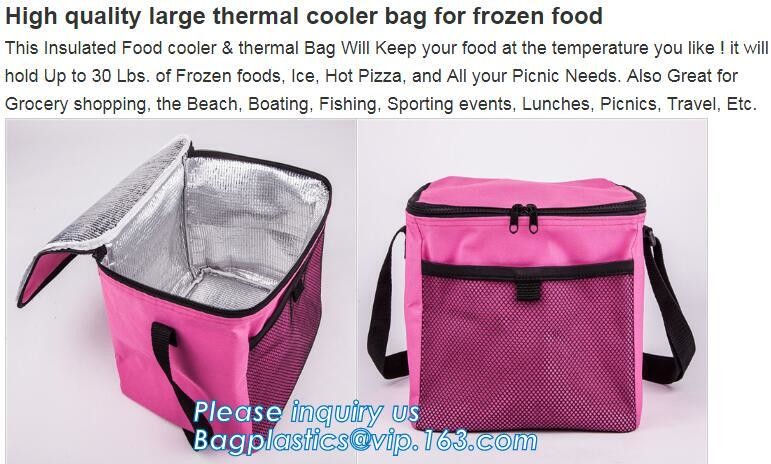 Reusable aluminium foil thermal insulation material cooler bag for picnic with Strapping tape closureRecycled PP Woven Plast
