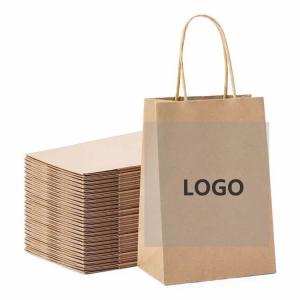 Wholesale Custom Logo Khaki Kraft Wedding Gift Bag 8lb Load from china suppliers