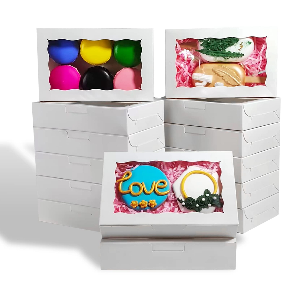 Foldable Kraft Paper Packaging Box With Window For Cake Dessert and Glossy Lamination