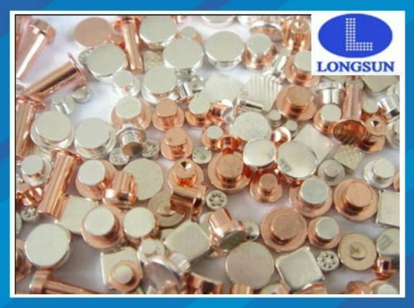 Electrical Contact Materials Solid Copper Rivets , Flat Head Metal Rivets AgWC