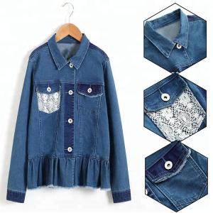 Wholesale Fashion Spring Casual Girls Denim Clothes Damaged Denim Jacket OEM Service from china suppliers