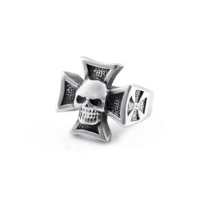 Wholesale Retro Cross Skull Stainless Steel Ring Titanium Punk Trendy Style from china suppliers