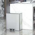 Home Kitchen Stainless Steel Foot Pedal Waste Bin 56L Capacity Soft Close Inner