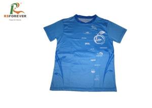 Wholesale Custom Printed T Shirts Mens 100% Polyester V Neck Blue Dry Fit T Shirt from china suppliers