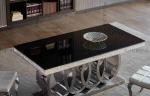 Heavy Base Luxury Modern Dining Tables Black Glass Top Dining Table L200xW100xH7