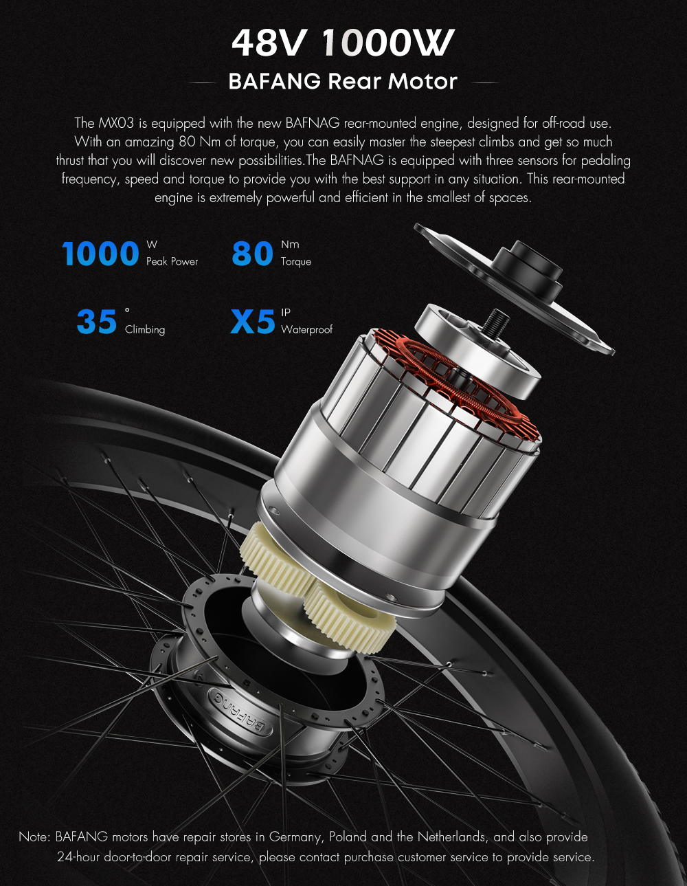 48V 1000W Power MTB Electric Mountain Bike With 17.5ah Lithium Battery Disc Brake