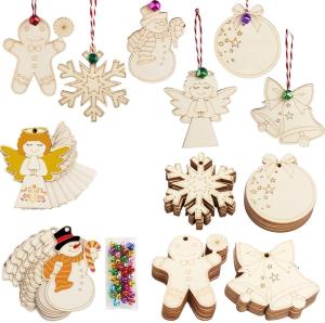 Wholesale Wood Unfinished Ornaments for Christmas Holiday DIY Art and Crafts with Tags Wooden Christmas Decoration Finished for Christmas from china suppliers