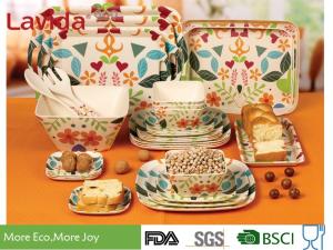Wholesale Long Last Print Bamboo Fiber Dinnerware , Custom Made Bamboo Dinnerware Dishwasher Safe from china suppliers